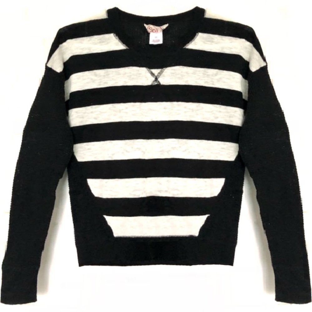 SO Black & White Striped Sweater